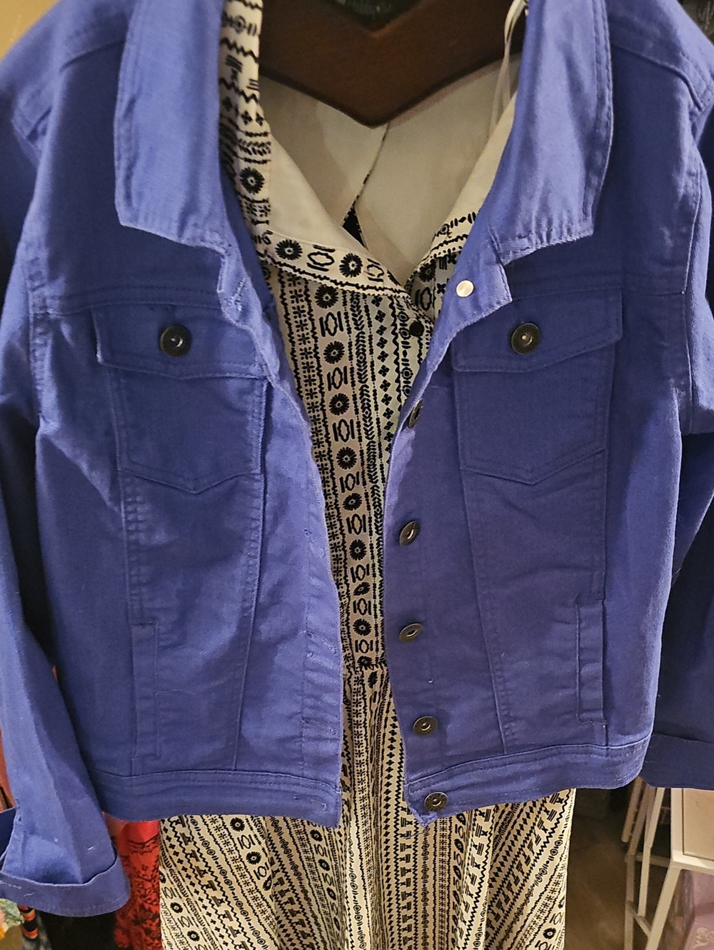 Ashley Stewart Royal Blue Button-Front Jean Jacket